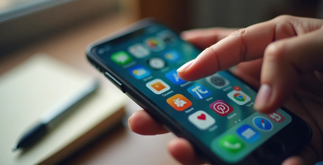 Vue macro d'un écran de smartphone montrant différentes applications d'événements locaux