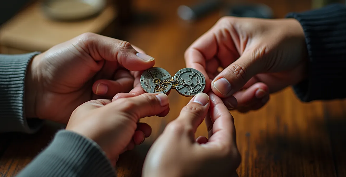 Deux personnes en conversation profonde partageant un moment authentique