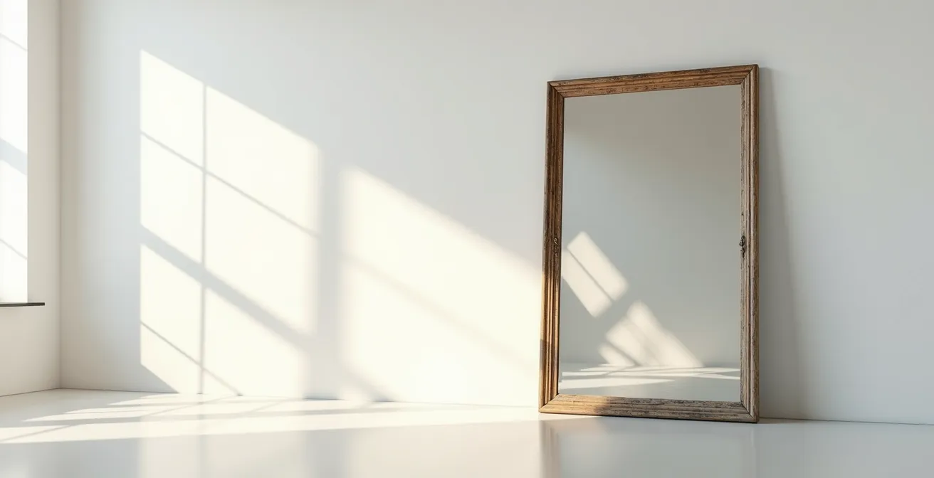 Métaphore visuelle de l'ambiguïté relationnelle à travers un miroir fragmenté